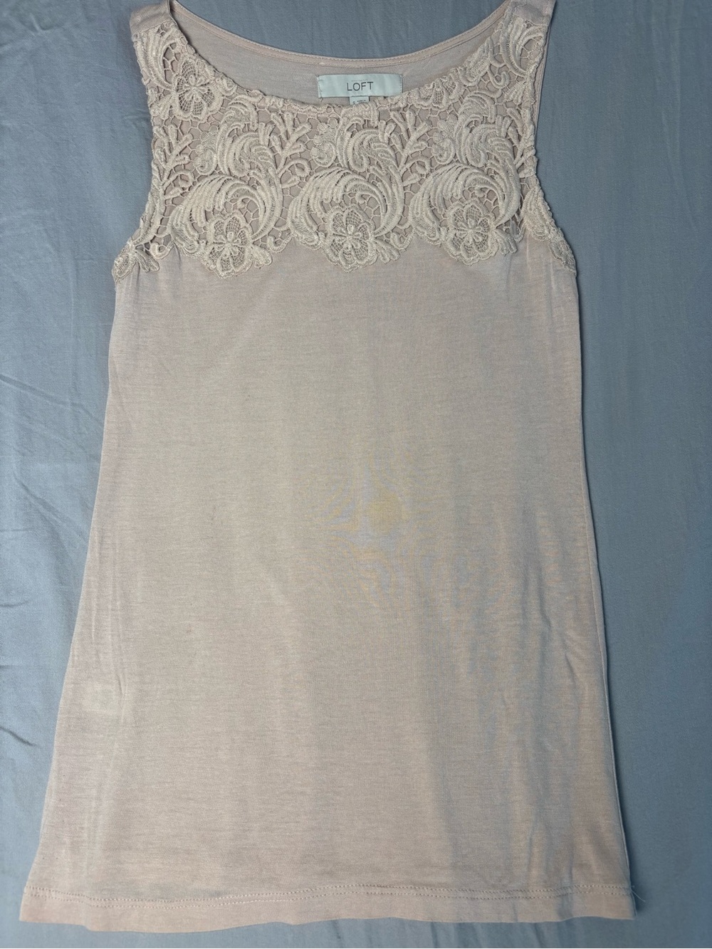 LOFT Cream Lace Yoke Sleeveless Top